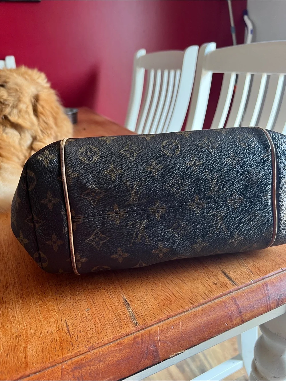 Louis Vuitton Monogram Canvas Tote with Tan Leather Straps - Picture 3 of 6